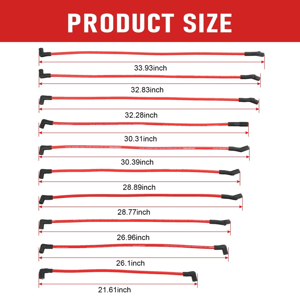 Juego de 10 cables de bujía de encendido rojos compatibles con Ford F-150 F150 1979 Foto 2 de 4