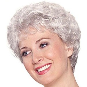 Short Curly Wigs Pixie Cut Wigs For White Womens Ombre Gray To