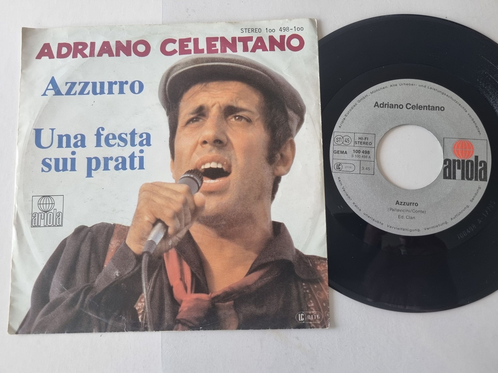 Adriano Celentano - Azzurro / Una Festa Sui Prati 7'' Vinyl Germany