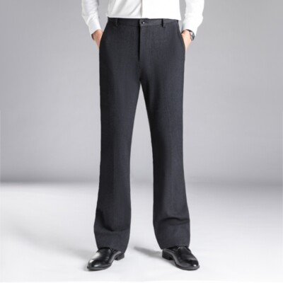 Men Bell Bottom Flare Pants Vintage Slim Fit Formal Dress Trouser