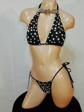Exotic dancer stripper free size black two piece bikini dance outfit - dancewear