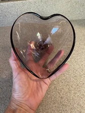 Purple Art Glass Bowl Candy Dish Trinket Dish Amethyst Heart Love