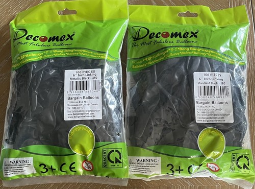 Linking Balloons Two Pack 100 Balloons Each (200) Black 6” Party Decorations New