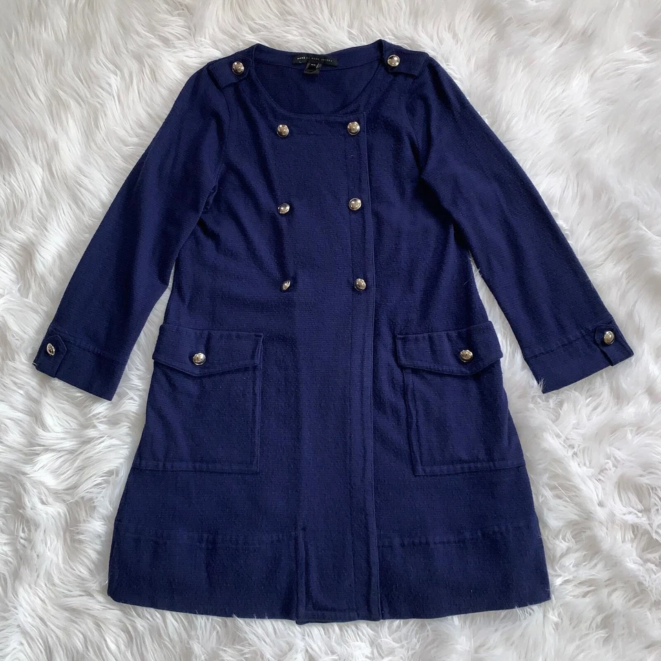 Chaqueta Abrigo Largo Marc Jacobs Rayas Doble Pecho Tejido, Mediano/Grande Foto 2 de 4