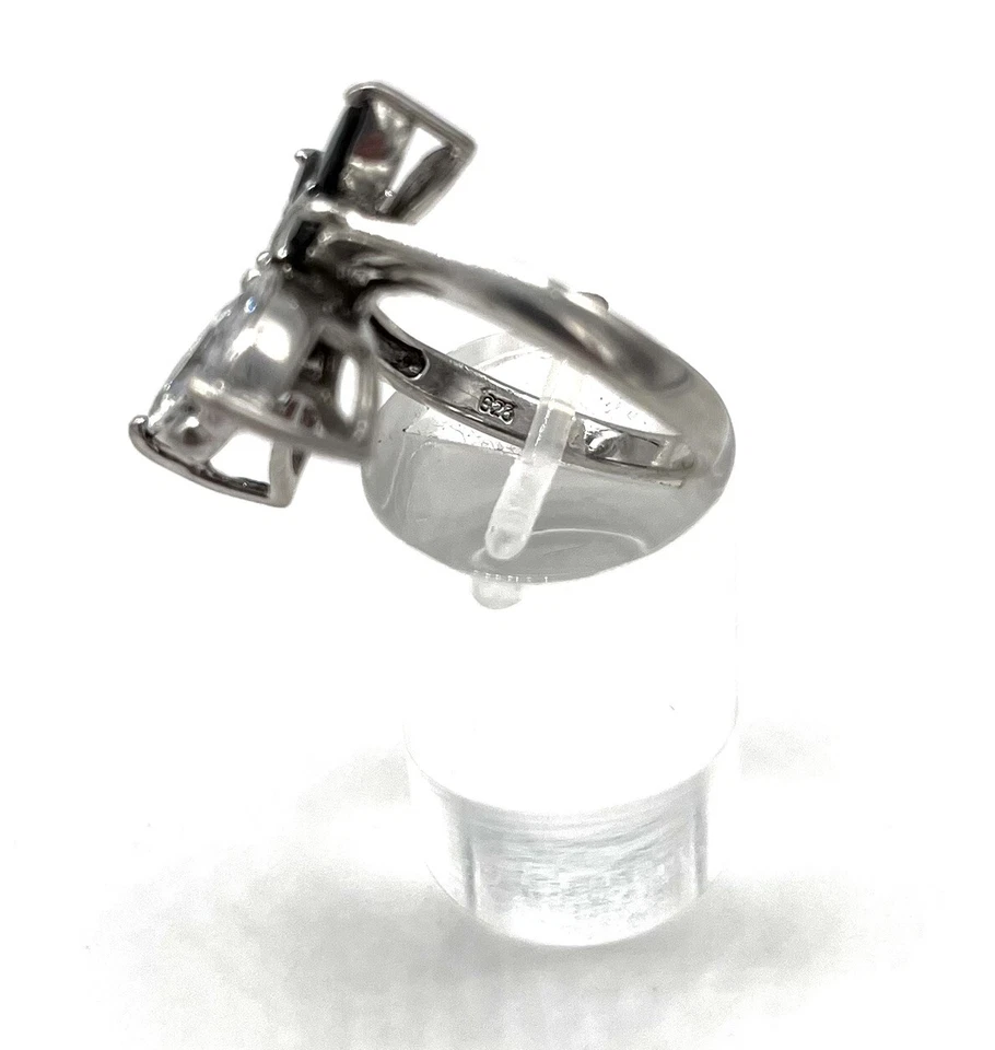 925/- Silberring mit weißen simulierten Diamanten Ringgröße 58, Schmetterling - Bild 3 von 3