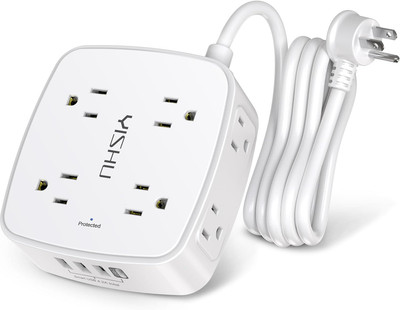 6 Ft Surge Protector Power Strip - 8 Outlets with 4 USB Ports, Flat Plug