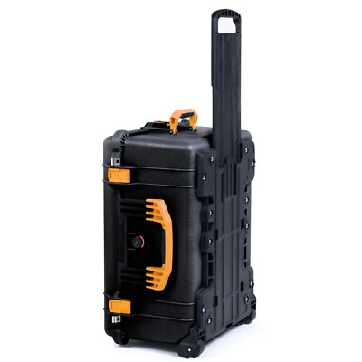 Black & Yellow Pelican 1620 case. Empty. With wheels. New Push button latches