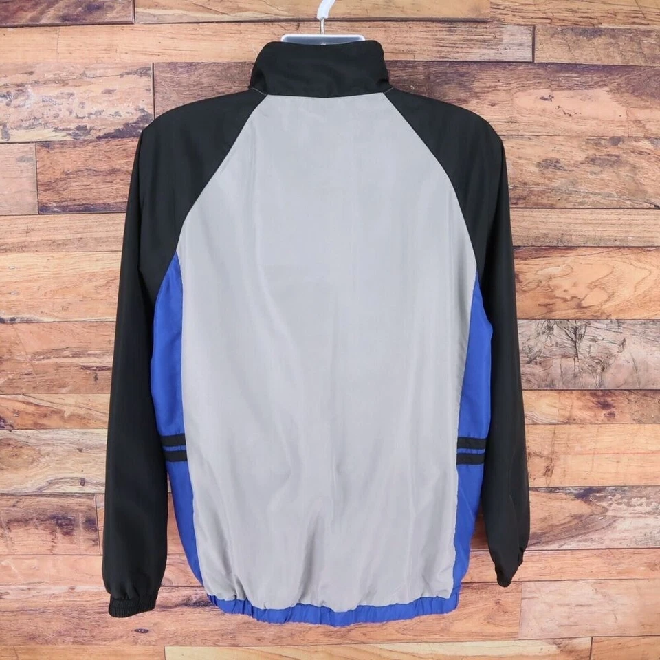 Spalding Windbreaker Jacket Full Zip Mens L Gray Black Blue Pockets Lightweight - Image 2 of 4