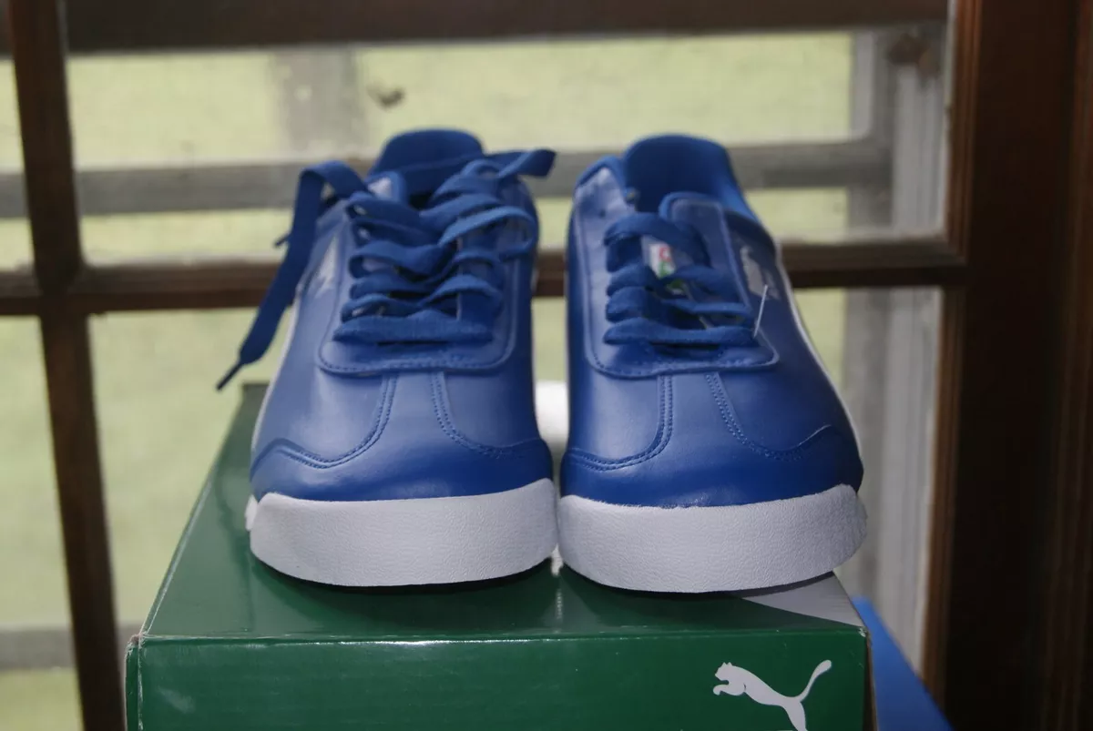 Puma roma white blue sale