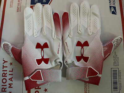 Under Armour SPOTLIGHT NFL PLAYER ISSUED Football Gloves RED/WHITE