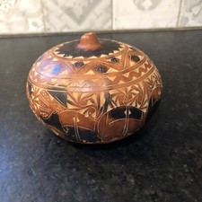Vintage Hand Carved Gourd Folk Shaker  5" x 2.5"