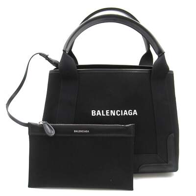 ハンドバッグ Balenciaga Balenciaga Black Canvas Small Cabas Navy Handbag Bag】BALENCIAGA Navy Small Cabas Handbag Tote Bag Canvas