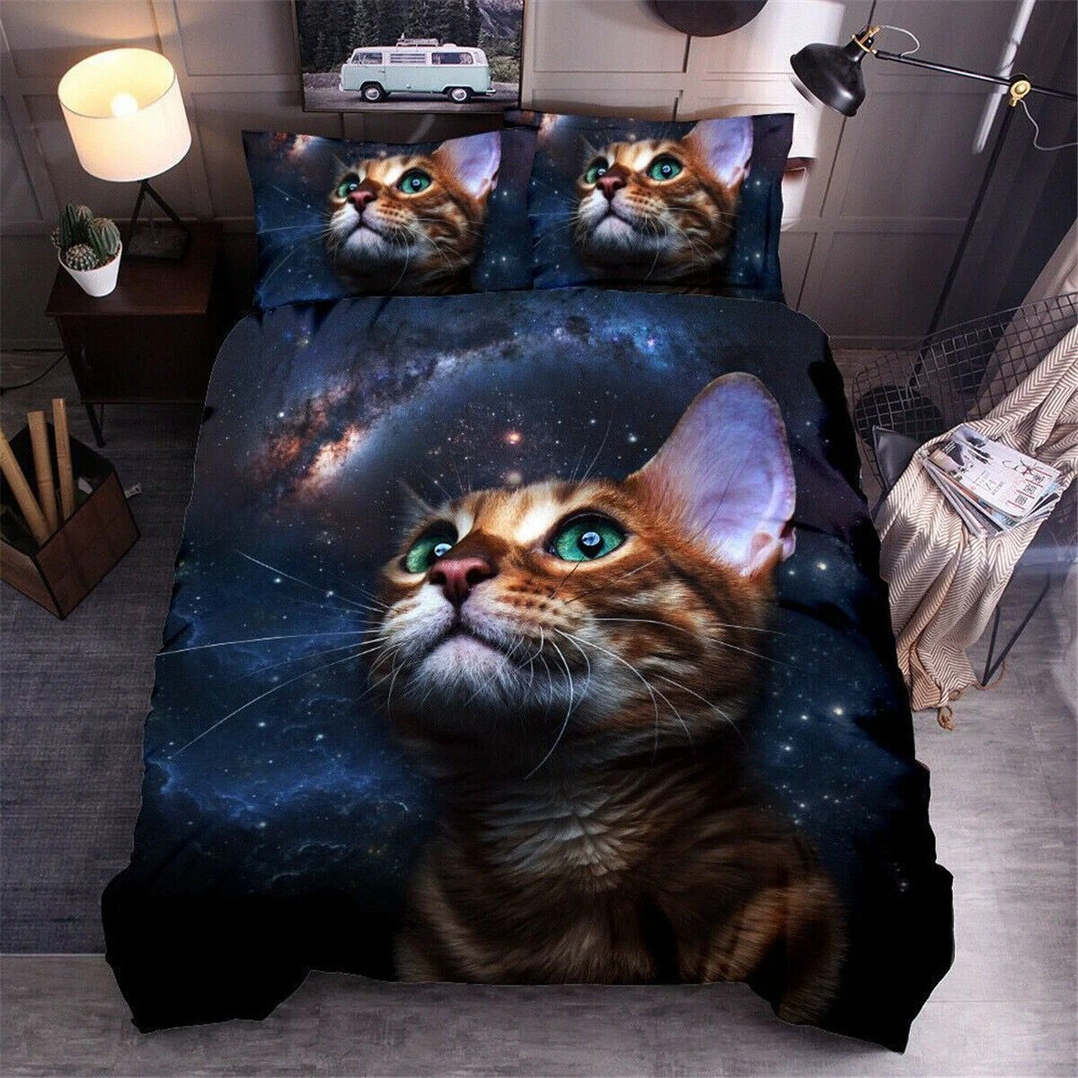 Cute Cat Single Double Queen King Bed Quilt Doona Duvet Cover Set Linen