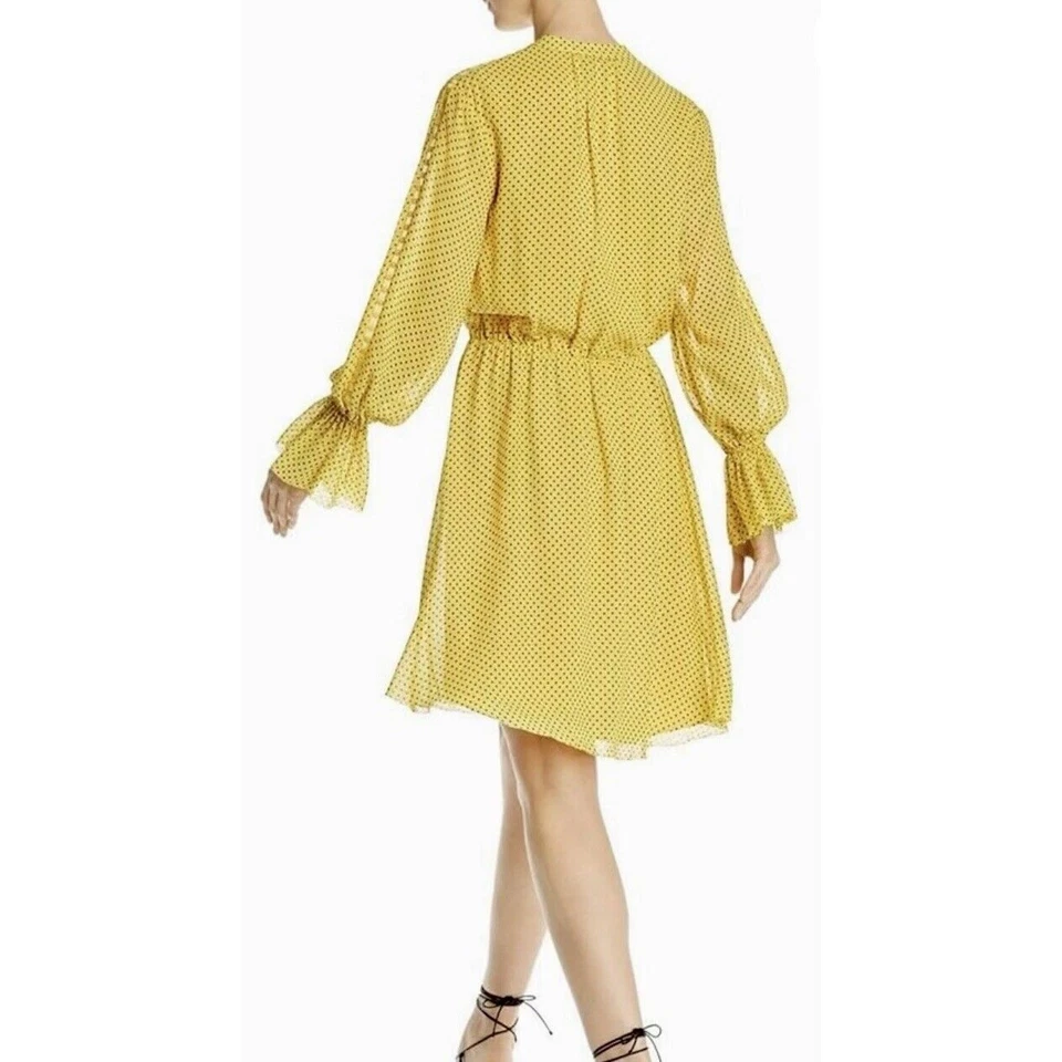 Vestido Joie Lunares Seda Talla S Amarillo Azufre Forrado Daevon Sobre la Rodilla Foto 3 de 4