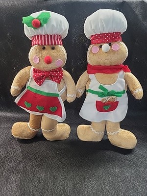17 Tall Boy & Girl Gingerbread Plush Christmas Decor Standing Made By Raz Import