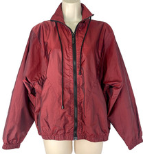 Vintage 1990s maroon CATALINA oversized windbreaker rain jacket womens S zip red