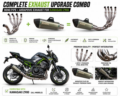 Akrapovic Full System Exhaust Bend Pipe Muffler For Kawasaki Z900 Universal Fit