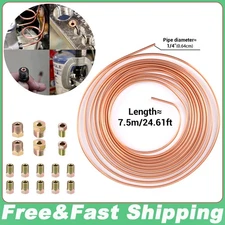 Copper Nickel Brake Line Tubing Kit 1/4 OD 24.6 Ft Coil Roll all Size Fittings