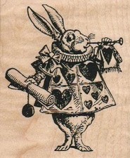 Sello de goma White Rabbit 2 3/4 x 3 1/4", sello de Alicia en el País de las Maravillas, sello de Alicia