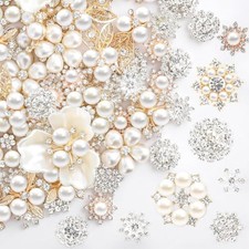 40 pcs rhinestone buttons faux pearl buttons flat back embellishments