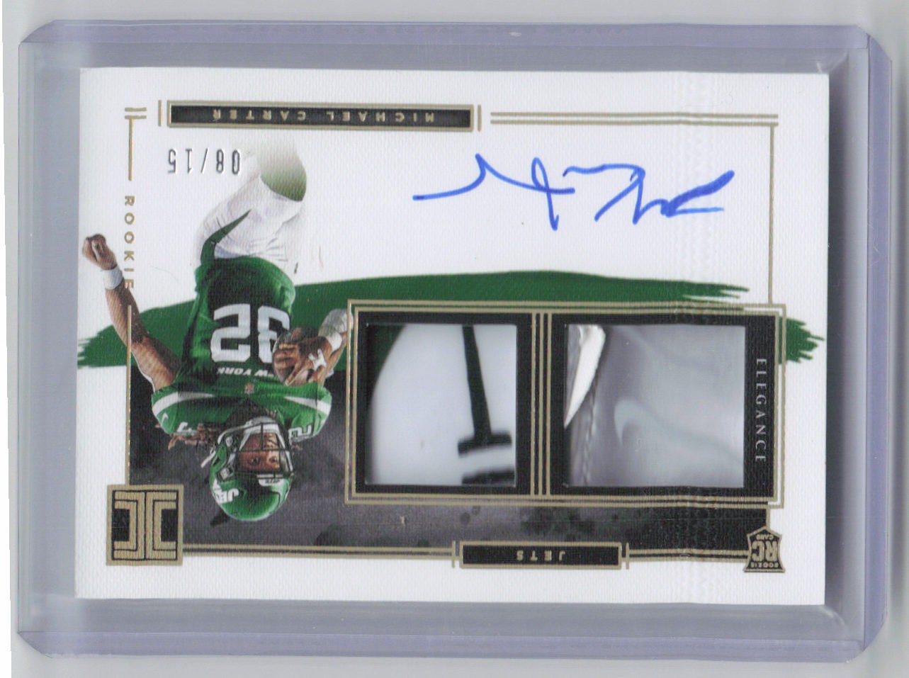 2021 Panini Impeccable #118 Michael Carter Helmet and Glove Auto /15