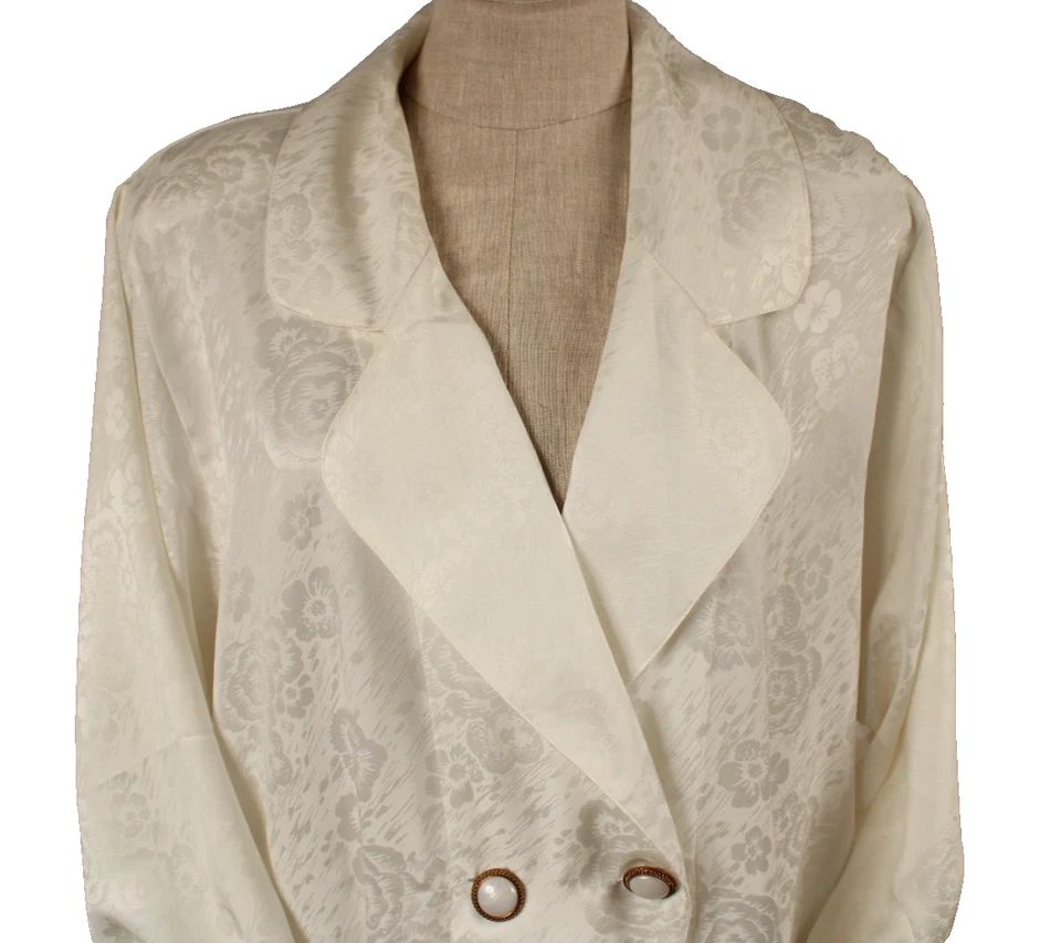 Vestido bata vintage satinado jacquard blanco talla L Filipinas Nuevo de Lote Antiguo Foto 4 de 4