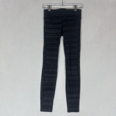 GapFit Performance Cotton Leggings Womens XS Gray Striped Athletic Yoga Gym Run