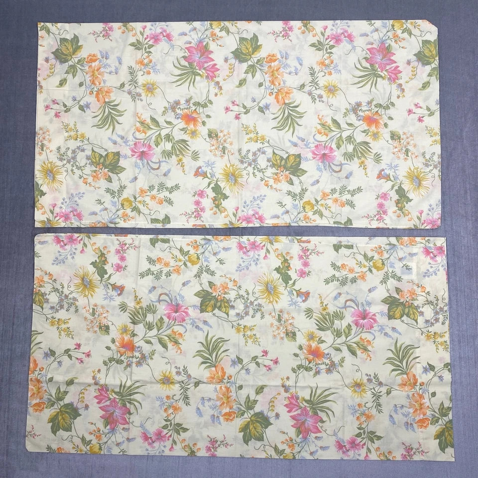 De Colección Wamsutta SET Queen Sábana Plana 2 Fundas de Almohada King Percal Hecho en EE. UU. Floral Foto 3 de 4