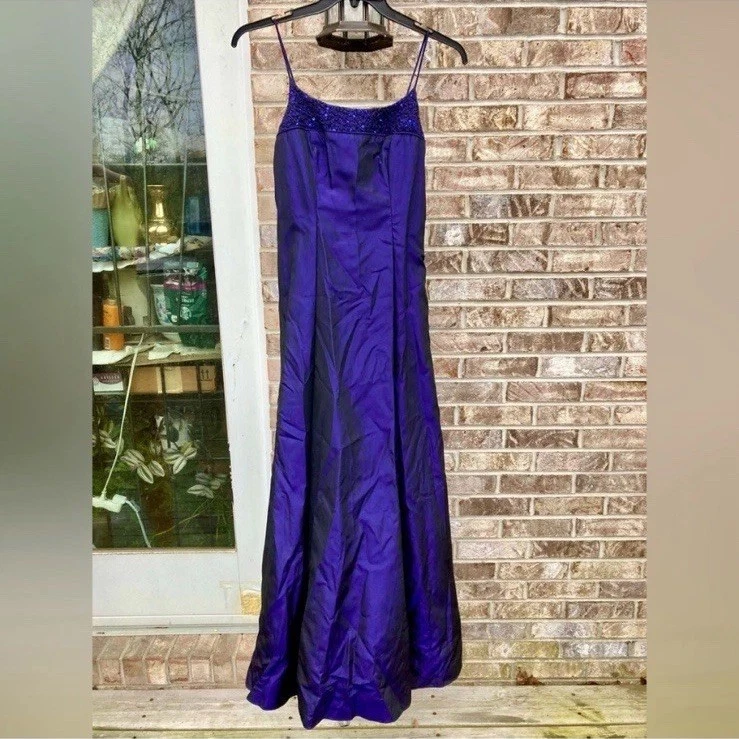 Vestido de fiesta gótico corsé púrpura vintage años 90 formal vestido de graduación rubio noches talla 5 Foto 4 de 4