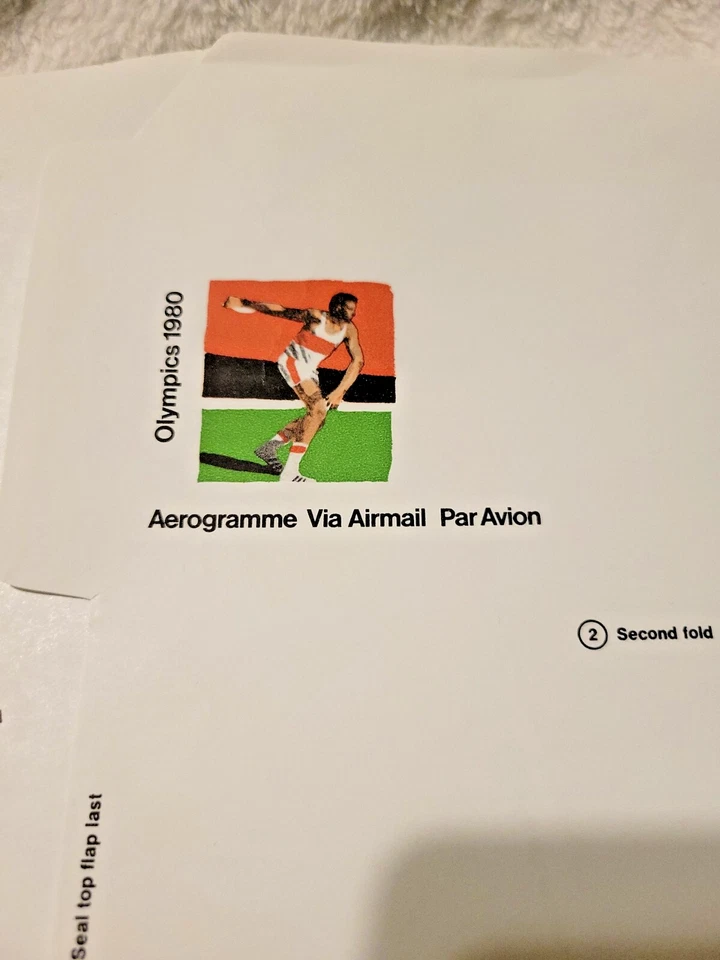 2 - US Scott #UC52 Aerogramme Envelopes (22 Cent - Olympics - 1980) Unfolded - Image 2 of 4