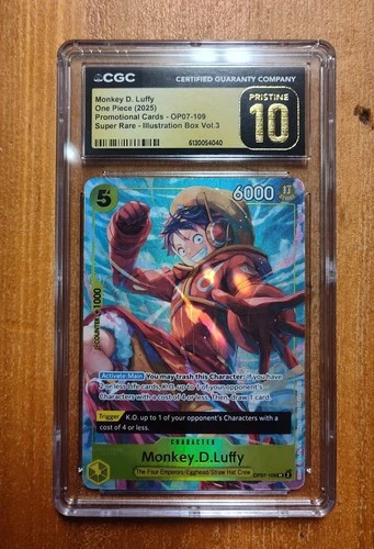2025 One Piece Monkey D. Luffy OP07-109 Illustration Box Promo CGC 10 Pristine