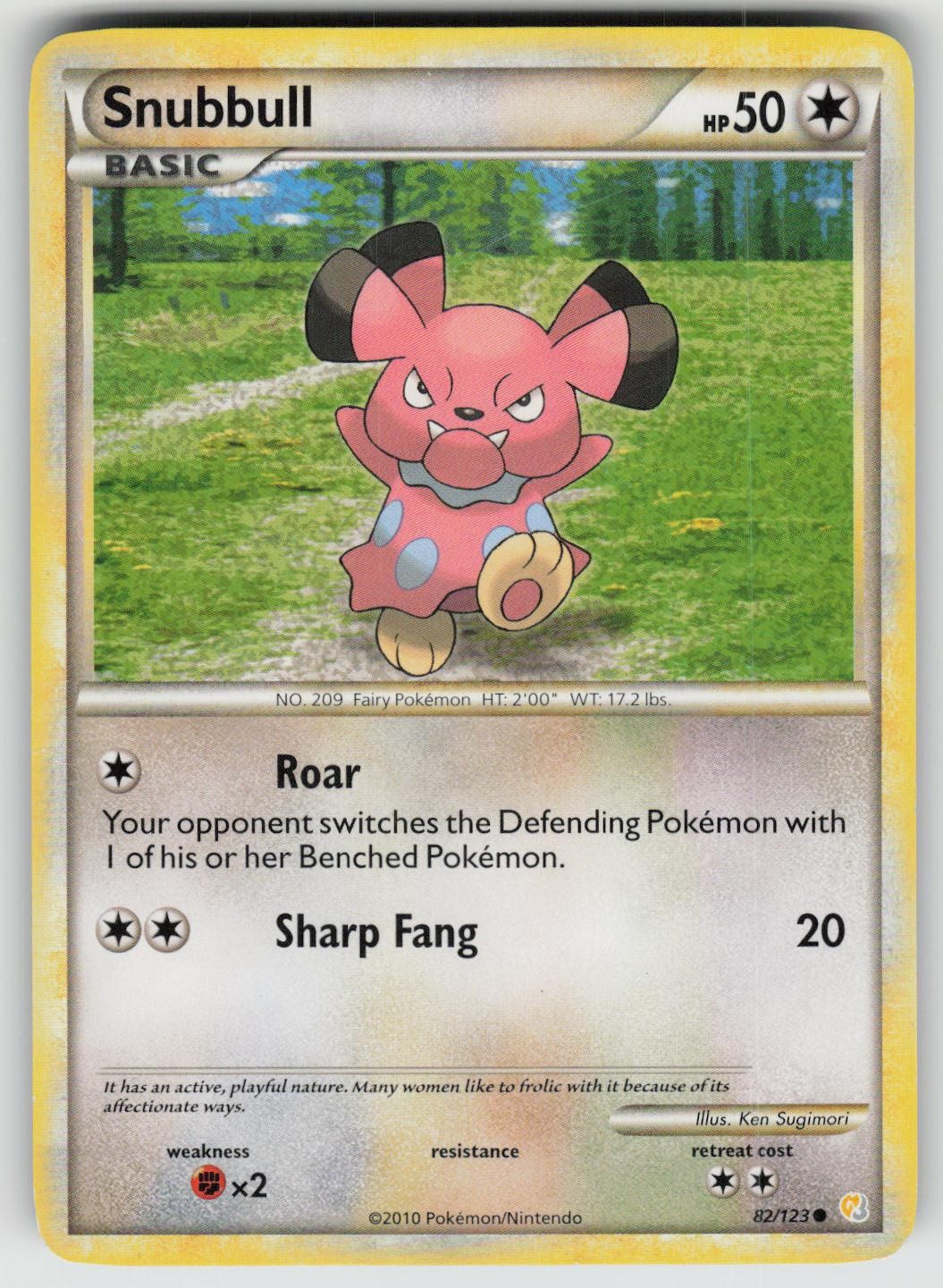 Snubbull 82/123 Common HeartGold & SoulSilver Pokemon Moderately Played