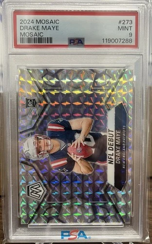 2024 DRAKE MAYE PSA 9 PANINI MOSAIC ROOKIE NFL DEBUT PRIZM