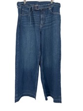 Gap Jeans Womens High Rise wide leg size 16 R Denim belted released hem New
