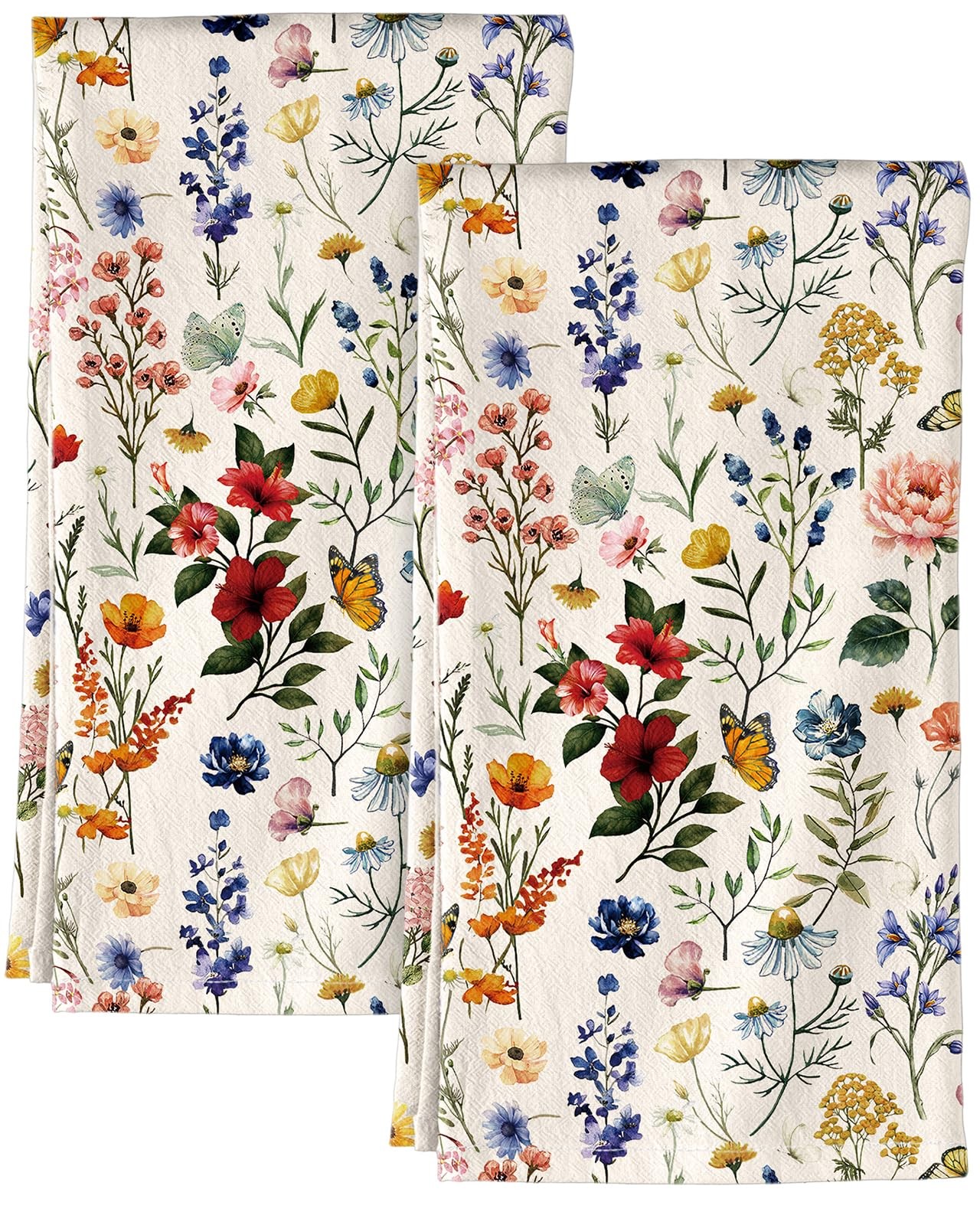 S - Set Of 2 Spring Dish Towels With Hanging Loop 18x...