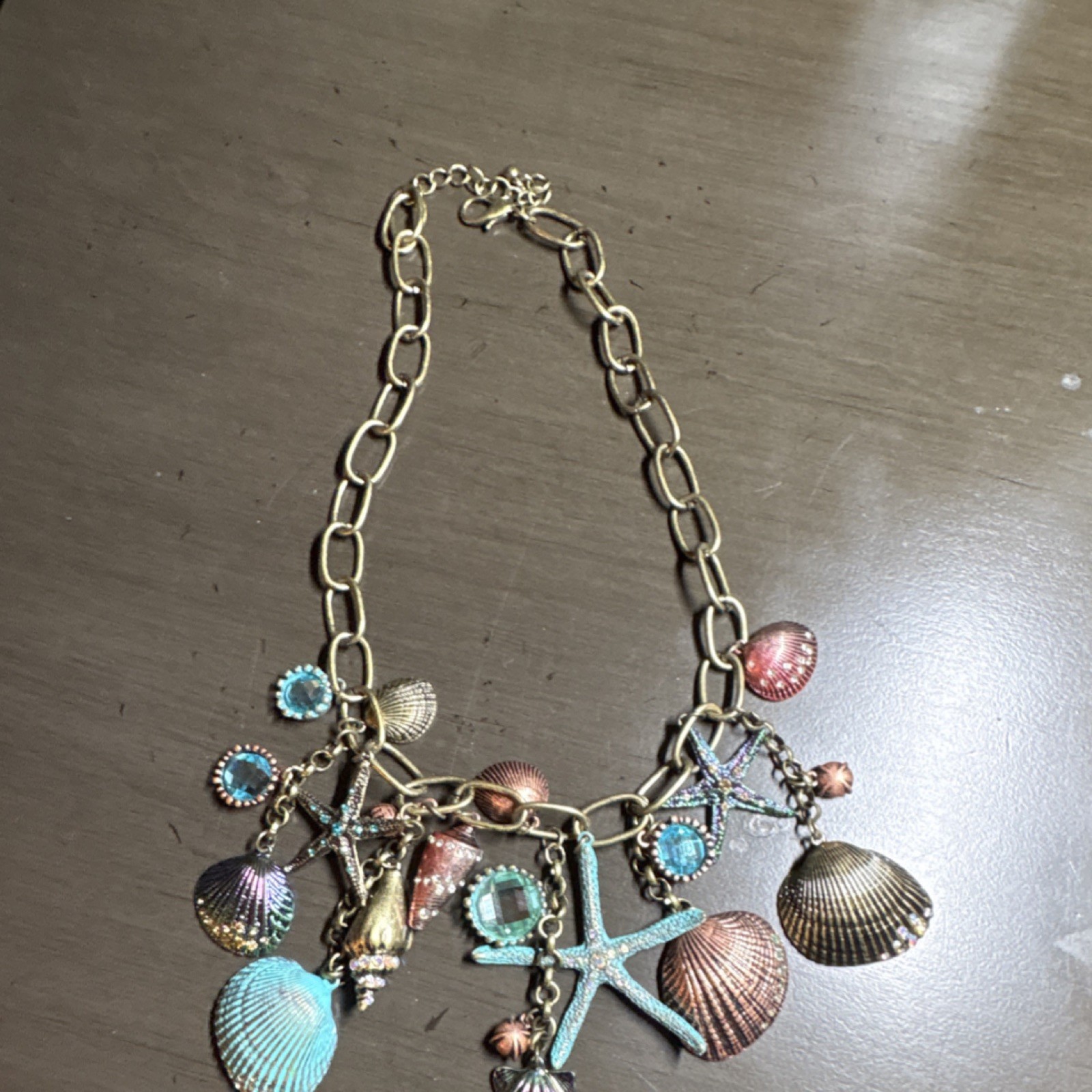 Multicolor Starfish Shell Statement Charm Necklac… - image 6