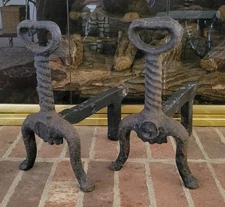Antique Cast Iron No 2  ANDIRONS  7.40 Lbs Each