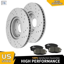 For 2010-2013 Kia Forte Koup Forte5 2.4L Front Drilled Rotors Ceramic Brake Pads