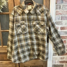 Simms Mens Shirt 2XL Santee Flannel Button Down Plaid Green