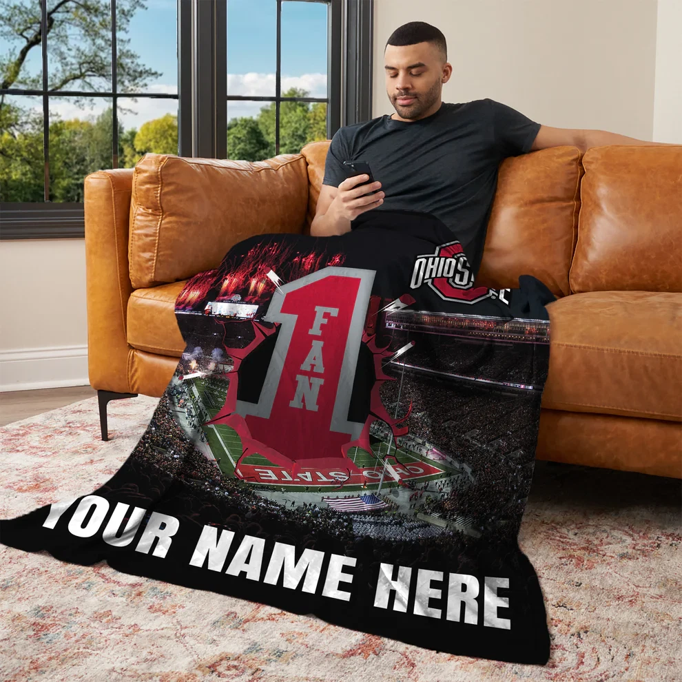 Personalized College Football Team Spirit Flannel Throw Blanket Soft