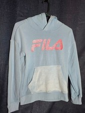 Girls Fila Hoodie M Light Blue Pink Glitter 10/12 NWT