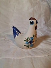 VTG Tonala Pottery Bird Hand Painted Mexican Folk Art Multicolor Floral 