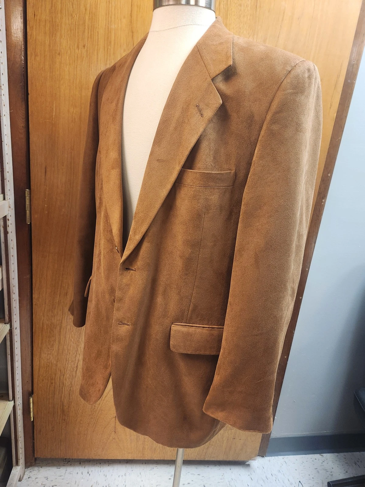 Bert Pulitzer Blazer Mens Large SupraSuede Sport Coat Jacket Polyester Suede Loo