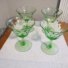 Set of 4 Vintage Depression Uranium Glass Martini Glasses? Sherberts Footed?