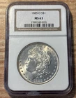 1885-O Morgan Dollar Silver - NGC MS63 cert#1795743-070