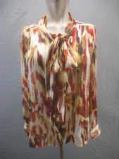Vince Camuto Size S Womens Multicolor Front Tie Buttobd Long Sleeve Shirt 024