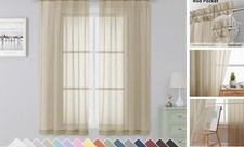 Sheer Curtains 63 Inch Length 2 Panels, Rod 42"W x 63"L Pack of 2 Taupe