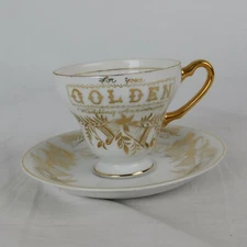 Norcrest 50th Golden Wedding Anniversary Fine China Tea Cup & Saucer #C-237
