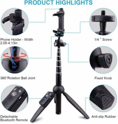 Selfie Stick Tripod 40" Bluetooth Remote Portable for iPhone and Android Phones - Picture 34 of 35