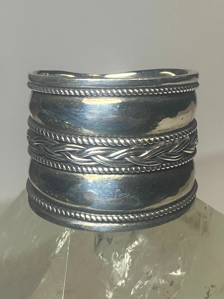 Sterling silver cigar deals band ring womens